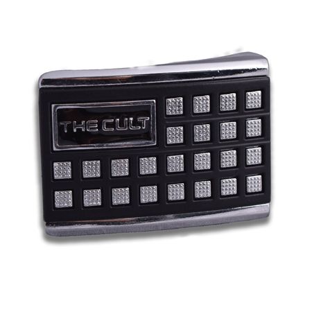 Hebilla cromada The Cult, diseño geometrico
