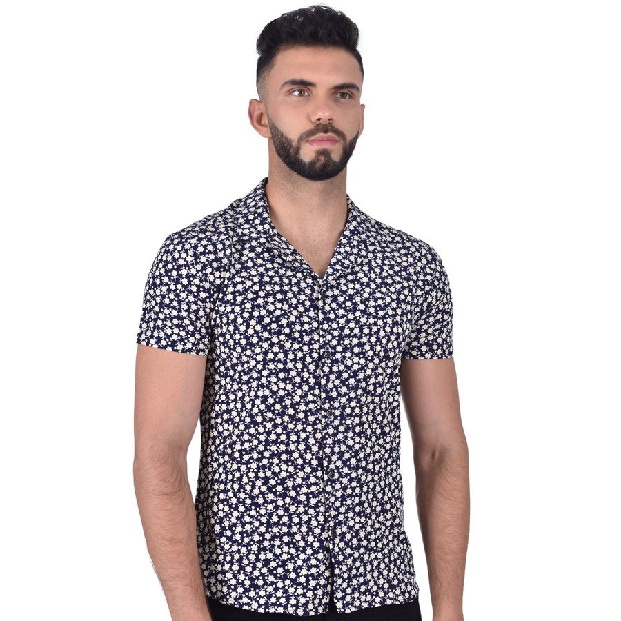 Camisa flores manga discount corta