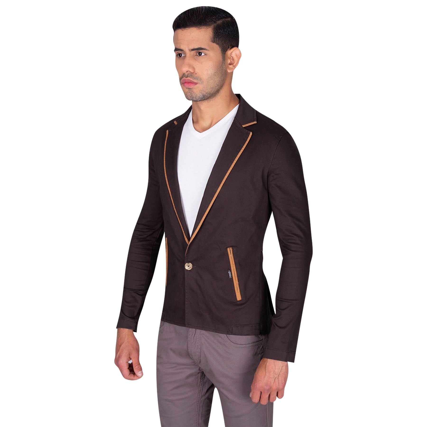 Blazer drill confort, perfect fit, teñido reactivo