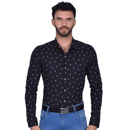 Camisa Manga Larga Slim Fit Con Diseño De Puntos