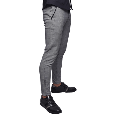 Pantalón Chino Tobillero Con Cierre En Bota pie - Tejido Especial Con Diseño a Cuadros Tacto Soft