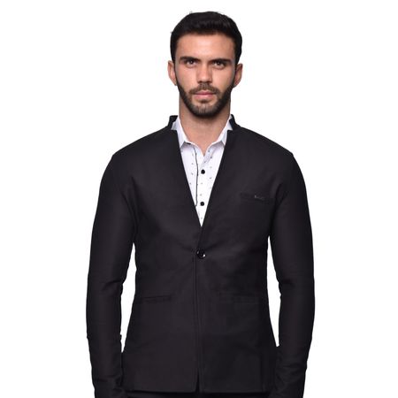 BLAZER TELA SATIN DE TACTO SOFT, CUELLO NERU - NEGRO