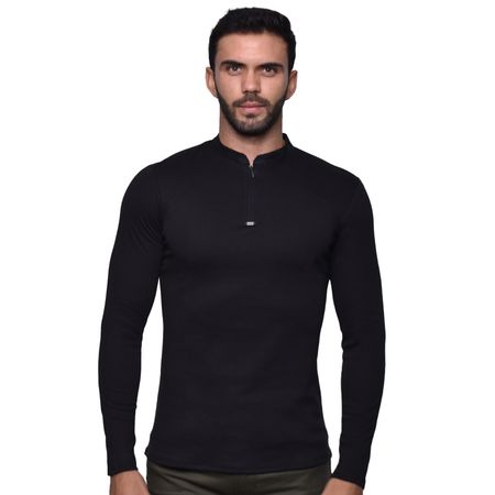 POLO MANGA LARGA PERFECT FIT - NEGRO