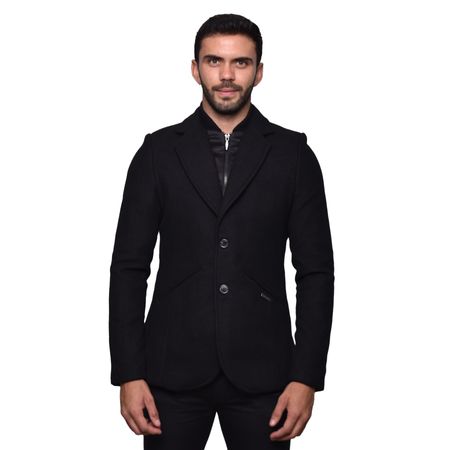 BLAZER DE PAÑO CON PECHERA INTERNA PERFECT FIT - NEGRO