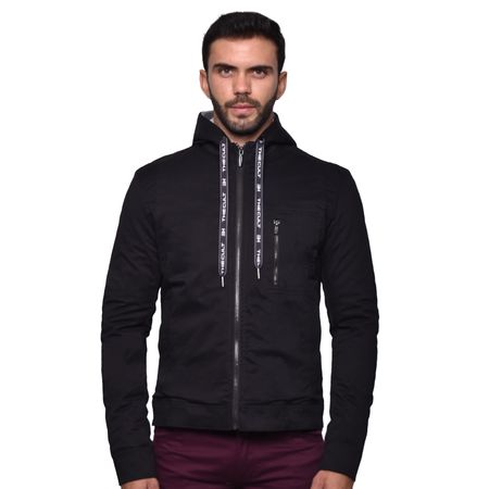 CASACA EN DRILL CONFORT CON CAPUCHA Y PECHERA EXTRAIBLE - NEGRO