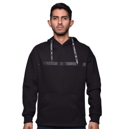 HOODIE DE FRANELA OVERSIZE - NEGRO