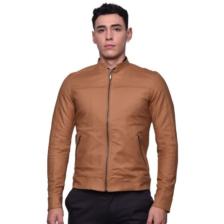 CASACA CON CUELLO NERU SATINADA PERFECT FIT - CAMELL