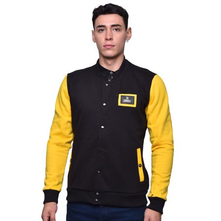 CHAQUETA BOMBER ESTILO VARSITY - NEGRO