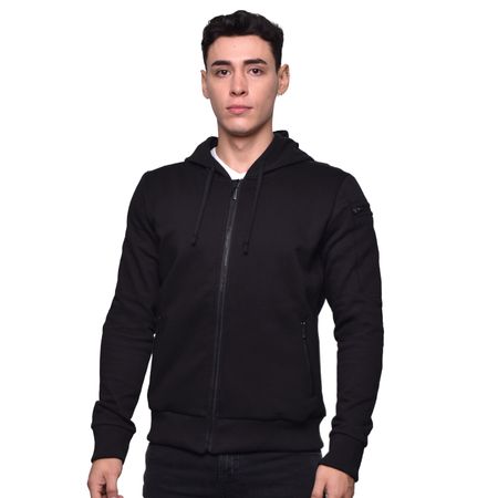 HOODIE CON CREMALLERA  PERFECT FIT- NEGRO