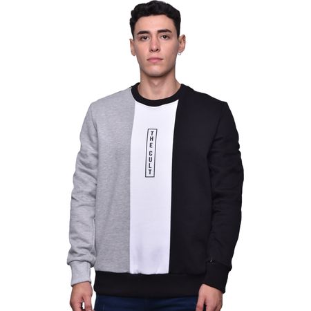 SWEATSHIRT COLOR BLOCK PERFECT FIT - NEGRO
