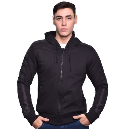 HOODIE CON APLICACIÓN ACOLCHADA PERFECT FIT - NEGRO