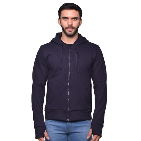 HOODIE CON CORTES SIMETRICO PERFECT FIT - AZUL NOCHE