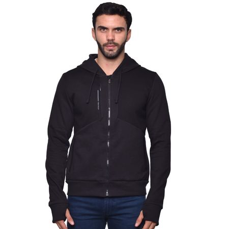 HOODIE CON CORTES SIMETRICO PERFECT FIT - NEGRO