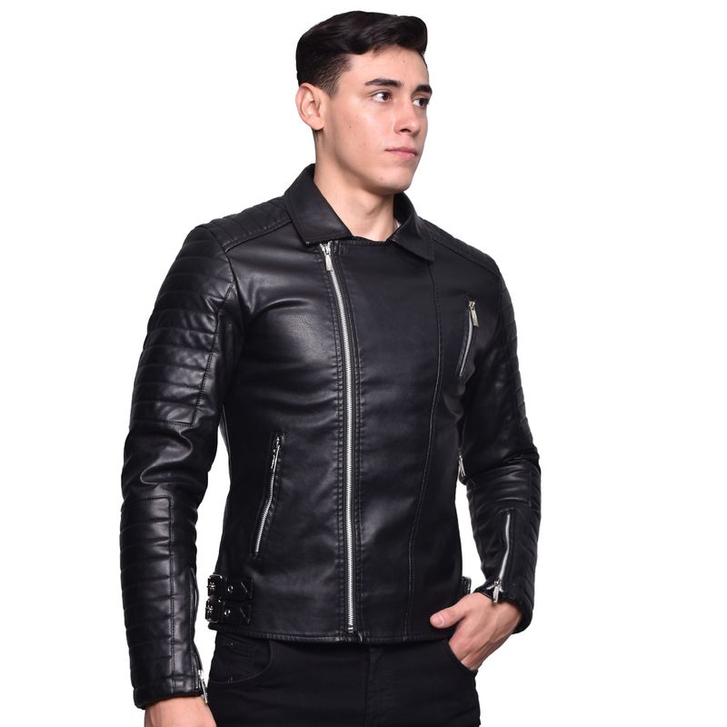 CASACA ESTILO BIKER EN CUERO ECOLOGICO