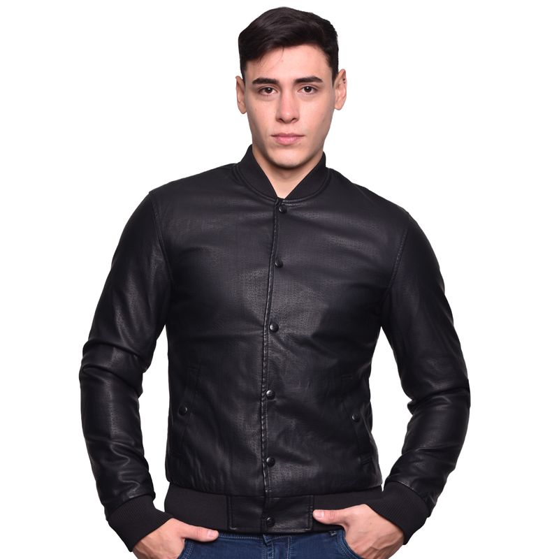 CHAQUETA ESTILO CLASICO CON CUERO ECOLOGICO