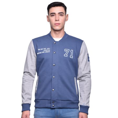 CHAQUETA BOMBER ESTILO VARSITY - ACERO