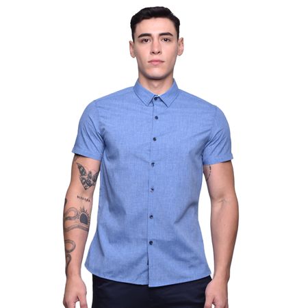 CAMISA MANGA CORTA PERFECT FIT - CELESTE