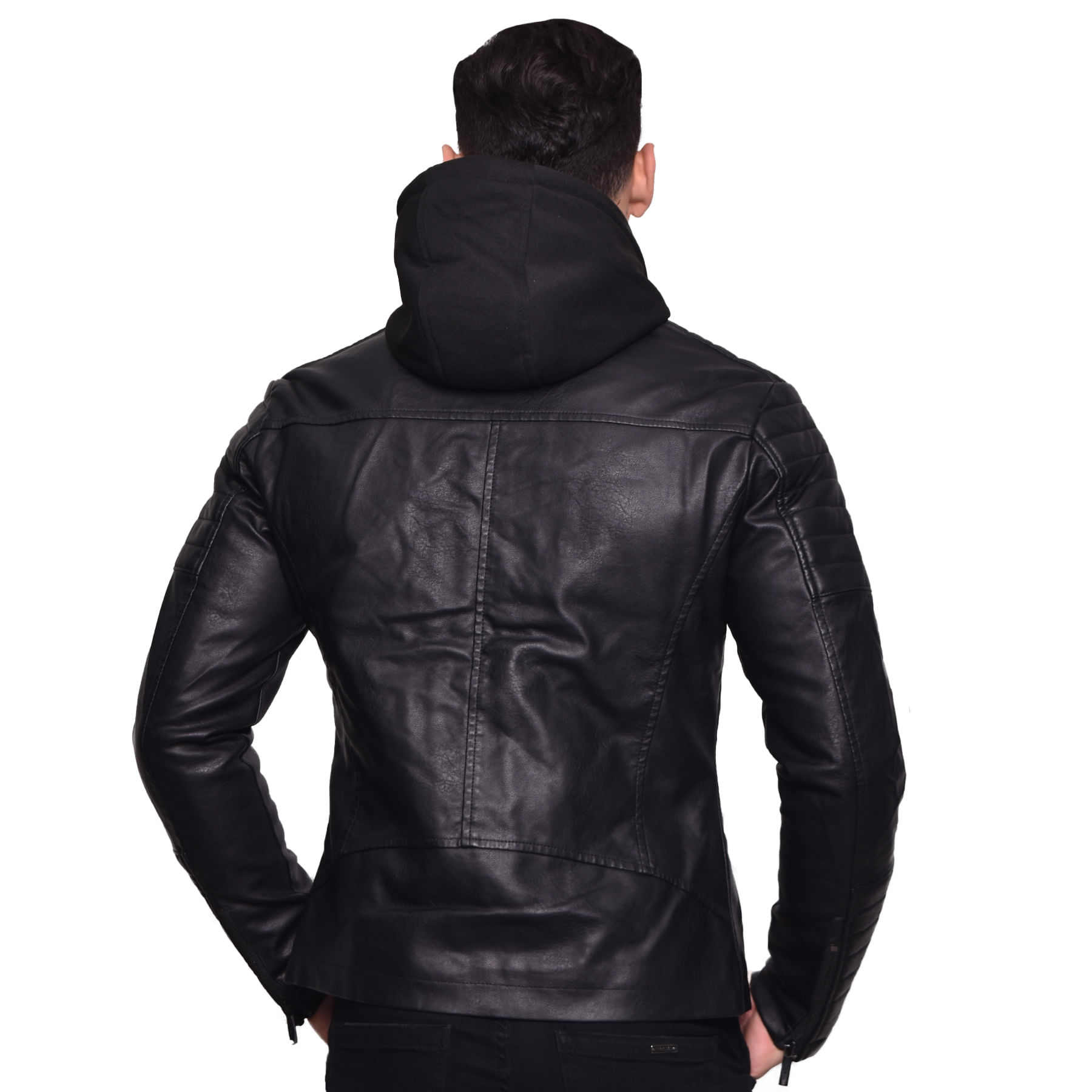  Leather Outlet - Chaqueta con capucha y capucha para