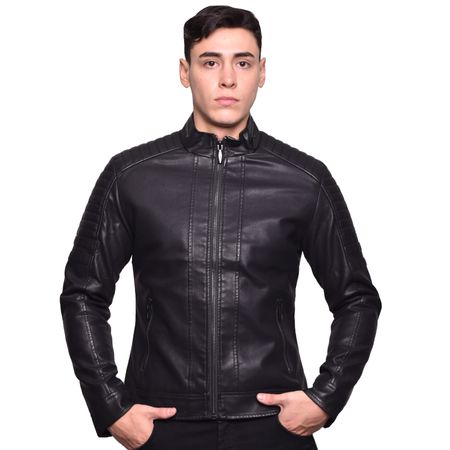 CHAQUETA ESTILO TRADICIONAL DE ECOCUERO ECOLOGICO - NEGRO