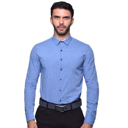 CAMISA MANGA LARGA PERFECT FIT - CELESTE