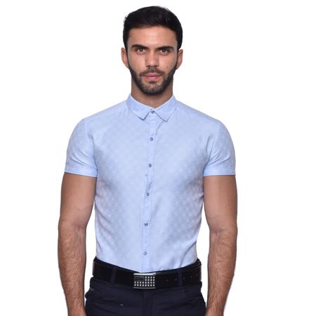 CAMISA MANGA CORTA REVERSIBLE - CELESTE