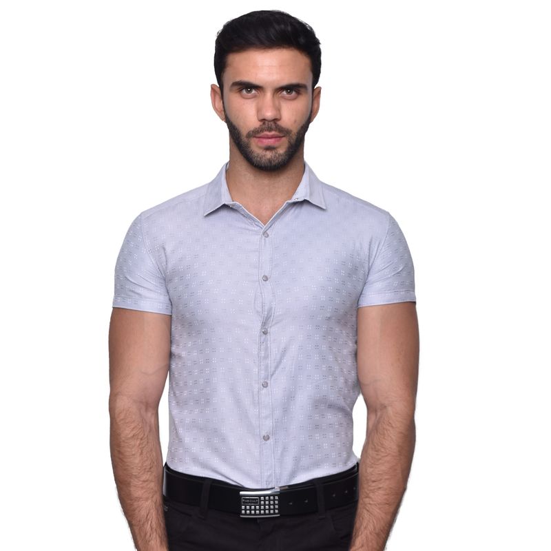 Camisa manga corta gris hot sale