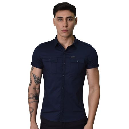 CAMISA CARGO MANGA CORTA - AZUL NOCHE