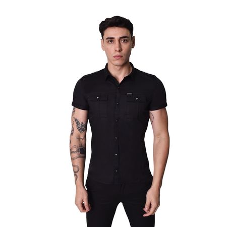 CAMISA CARGO MANGA CORTA - NEGRO