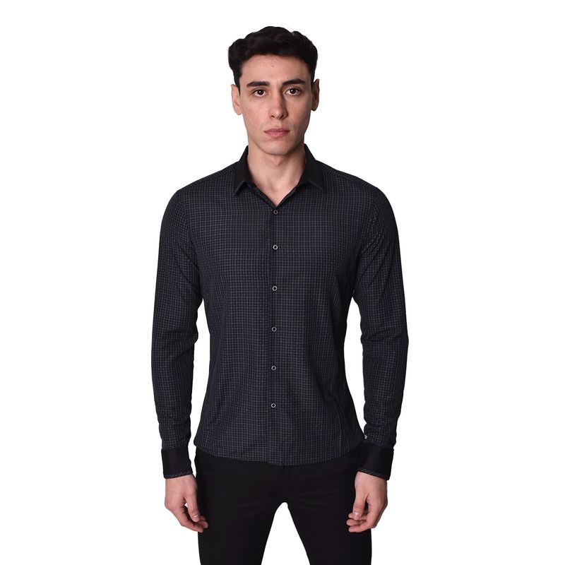 Camisa negra best sale de manga larga