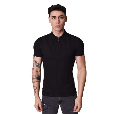 POLO CUELLO NERU MANGA CORTA - NEGRO