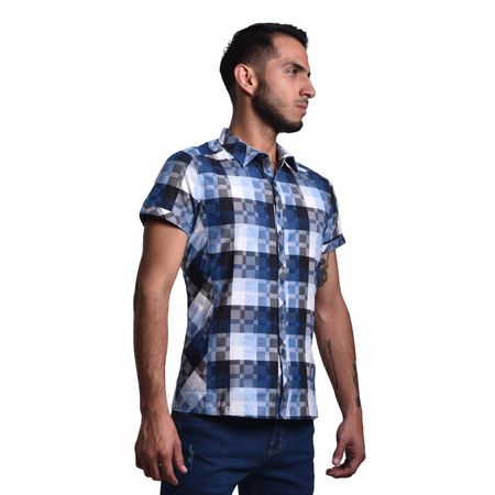 CAMISA CUADROS MANGA CORTA PERFECT FIT - AZUCEL