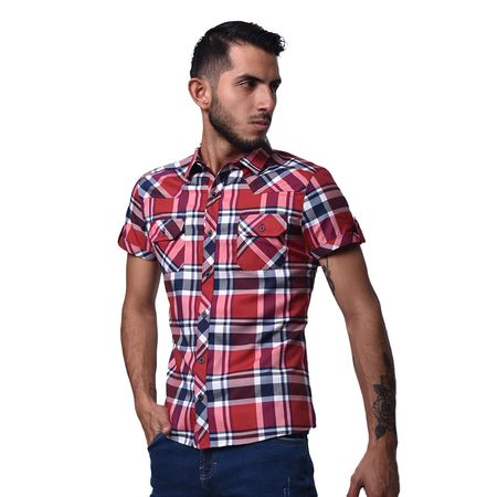 CAMISA CUADROS MANGA CORTA PERFECT FIT - AZUROJ