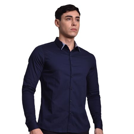 CAMISA MANGA LARGA PERFECT FIT - AZUL NOCHE