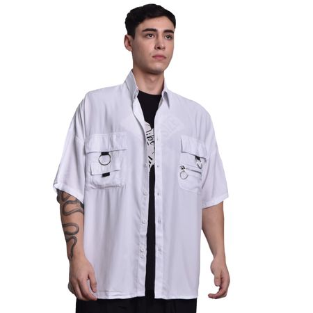 CAMISA MANGA CORTA OVERSIZE - BLANCO