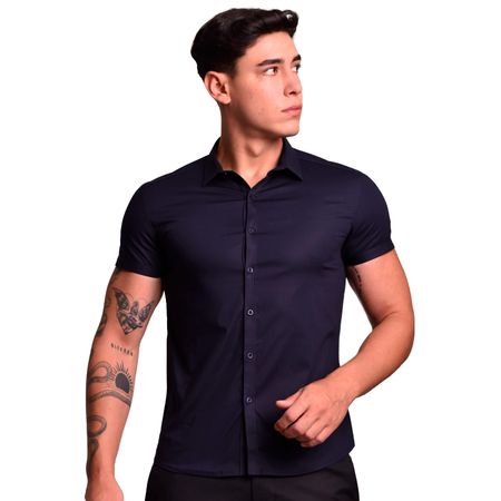 CAMISA MANGA CORTA PERFECT FIT - AZUL
