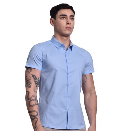 CAMISA MANGA CORTA PERFECT FIT - CELESTE