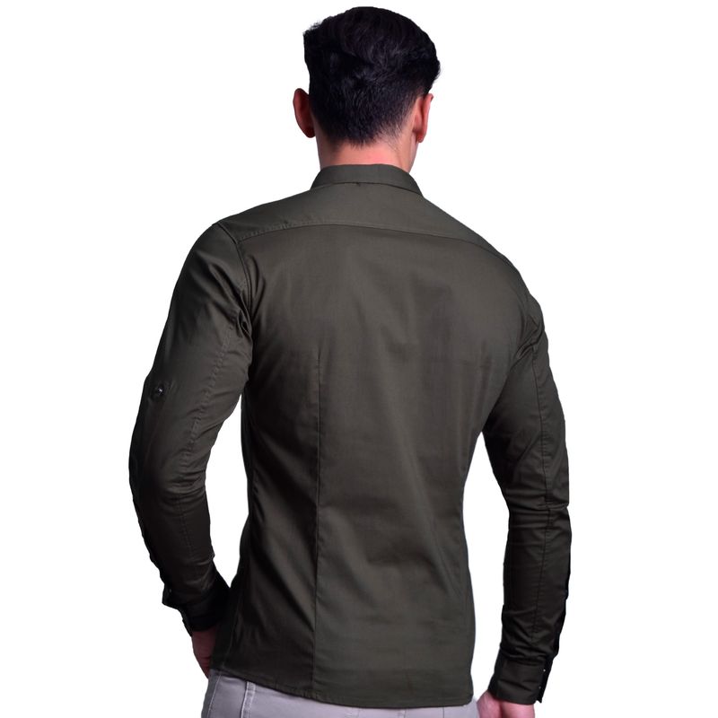 CAMISA ESTILO MILITAR MANGA LARGA PERFECT FIT VERDE MILITAR