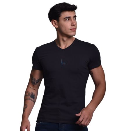POLO CUELLO V MANGA CORTA - AZUL NOCHE