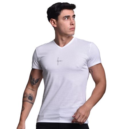 POLO CUELLO V MANGA CORTA - BLANCO