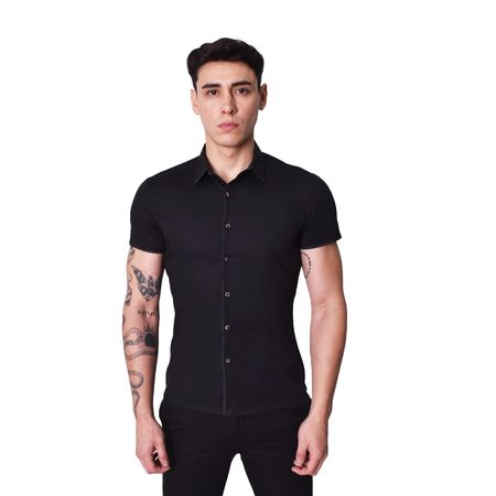 CAMISA MANGA CORTA PERFECT FIT - NEGRO