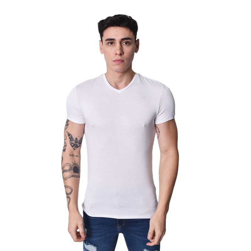 POLO CUELLO V MANGA CORTA BLANCO