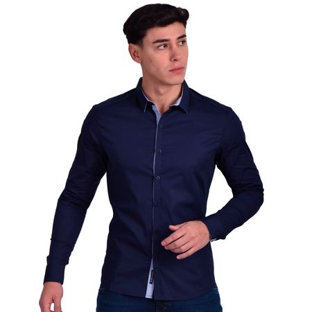 CAMISA MANGA LARGA PERFECT FIT - AZUL NOCHE