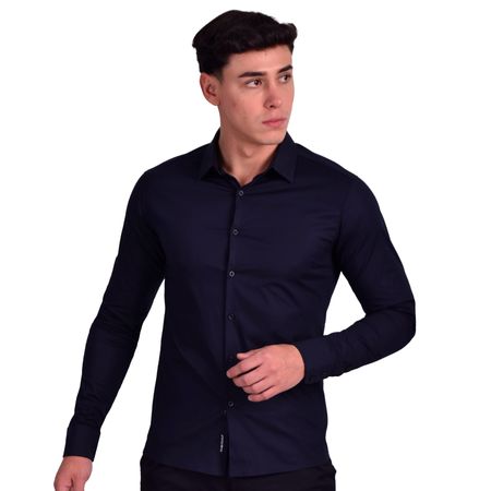 CAMISA MANGA LARGA PERFECT FIT - AZUL