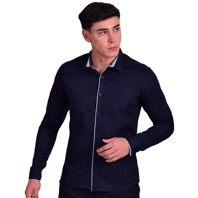CAMISA MANGA LARGA PERFECT FIT - AZUL