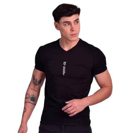 POLO CUELLO V MANGA CORTA - NEGRO