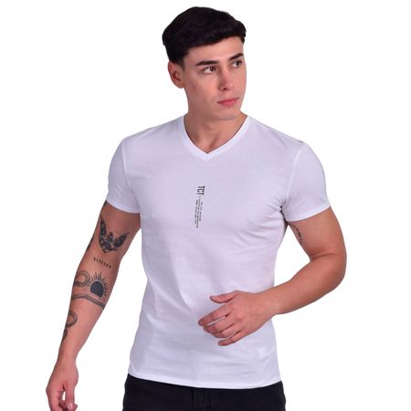 POLO CUELLO V MANGA CORTA - BLANCO