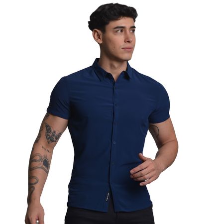 CAMISA MANGA CORTA PERFECT FIT - AZUL
