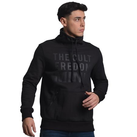 HOODIE OVERSIZE CON CUELLO TORTUGA - NEGRO
