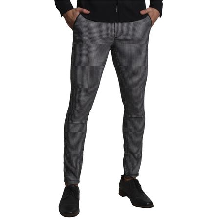PANTALON DISEÑO DE CUADROS CONFORT PITILLO - NEGRO