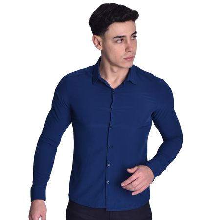 CAMISA MANGA LARGA PERFECT FIT - AZUL